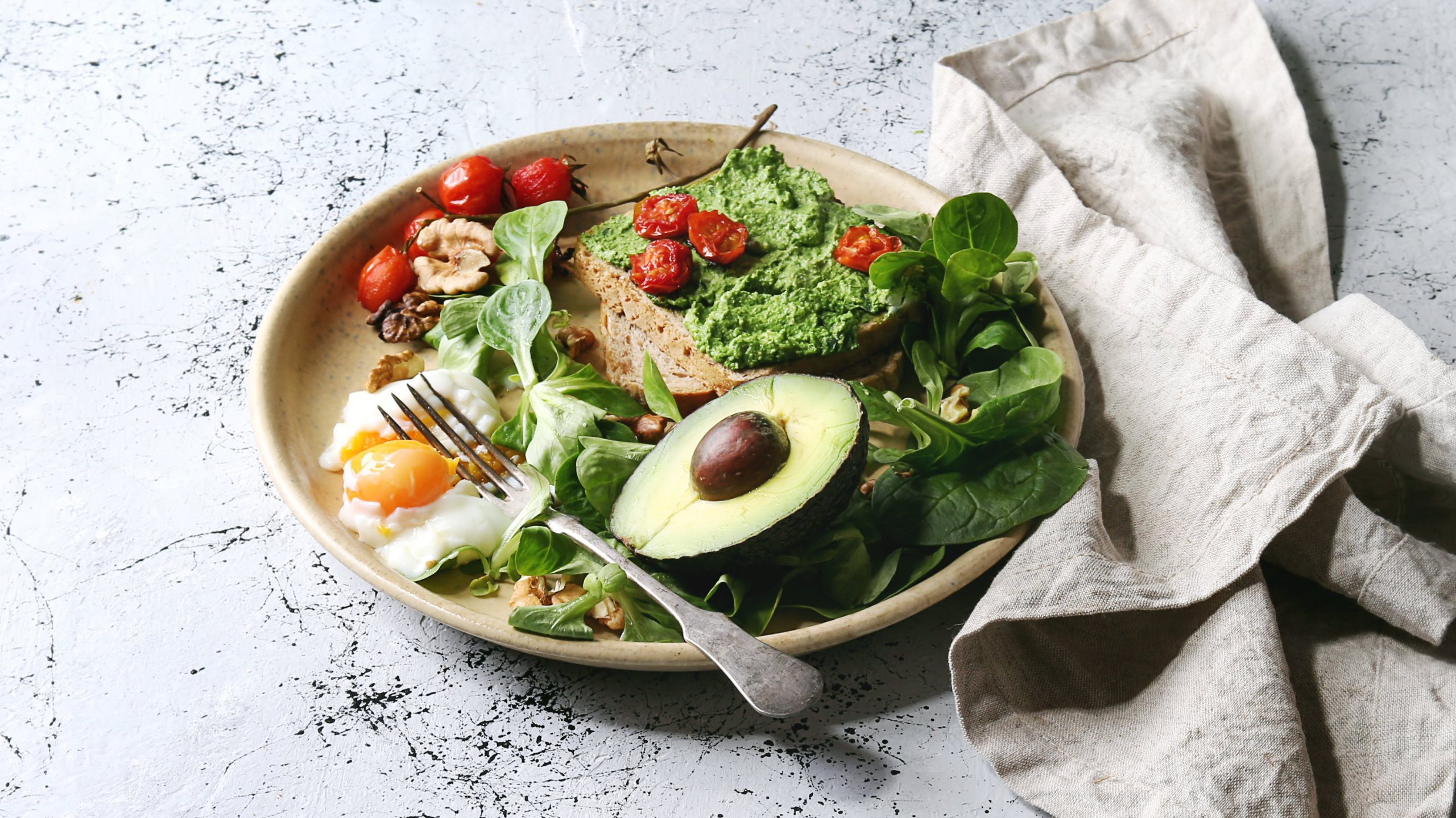 salad with eggs and avocado in a bowl