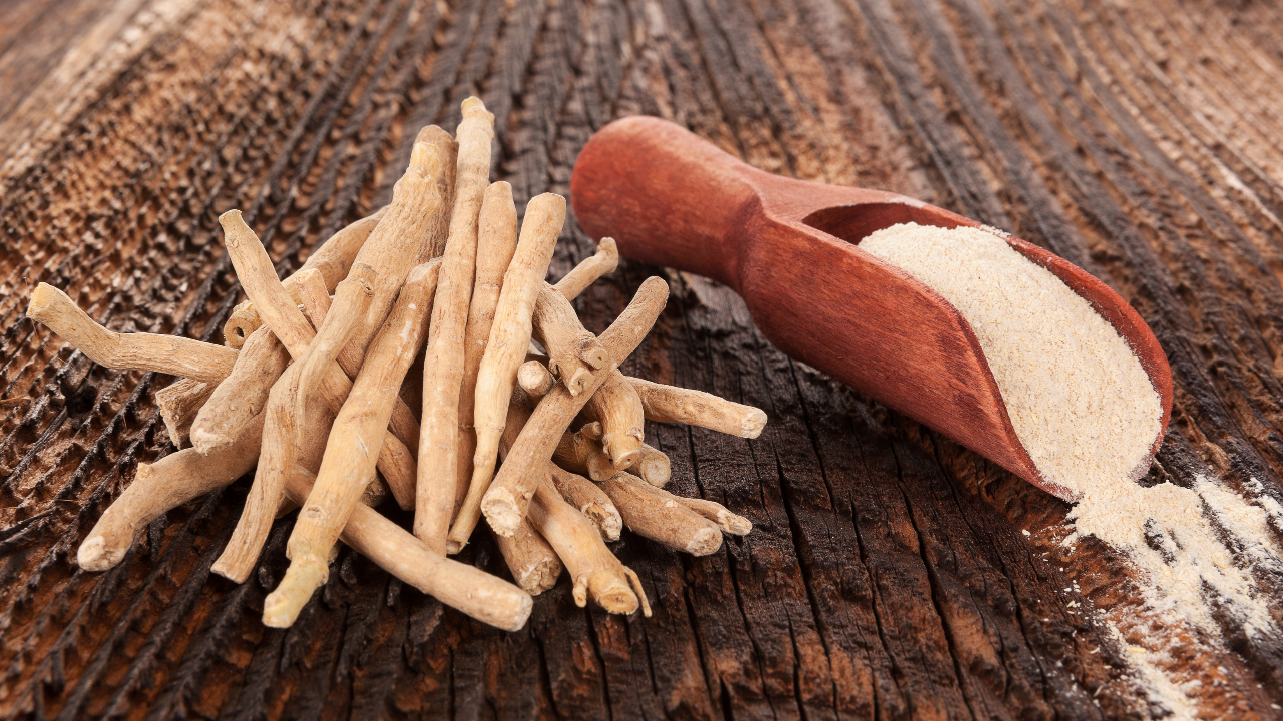 Ashwagandha on a wooden background