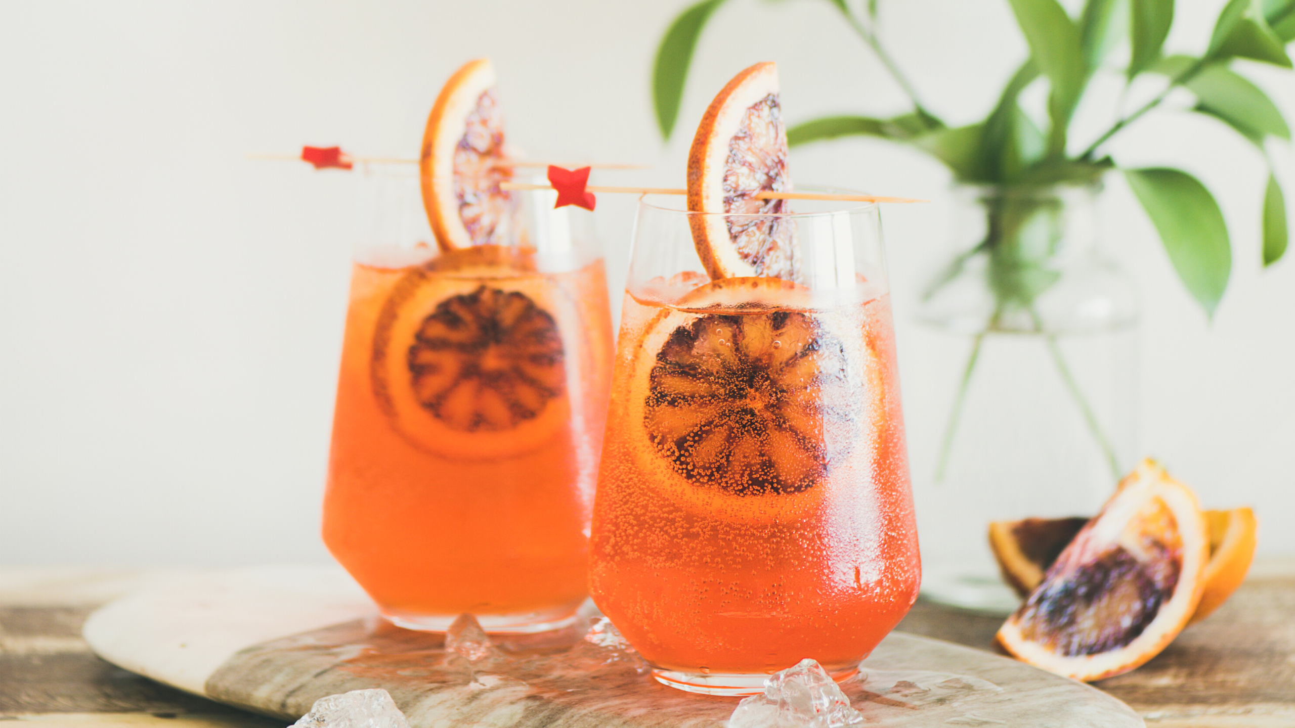 Cocktails in clear glasses