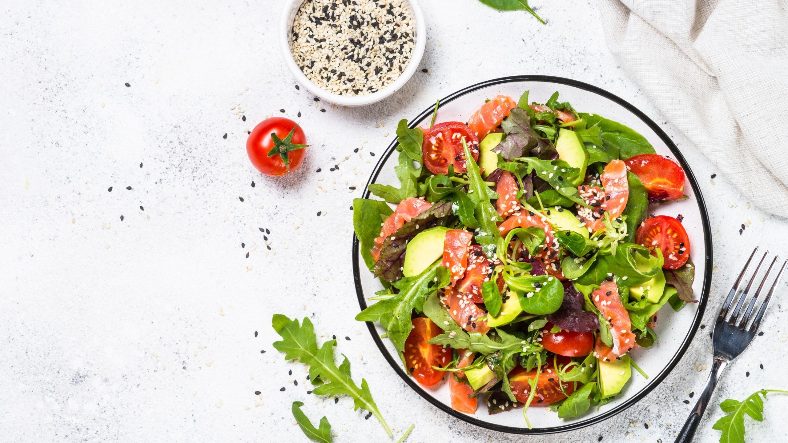Salad with berries, assorted greens and sprouts