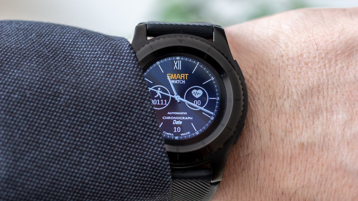 Black smart watch on a male wrist